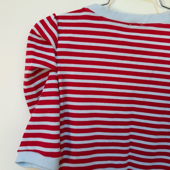 NWOT Anthropologie Maeve Puff-Sleeve Striped Top Size Large - Picture 14 of 15
